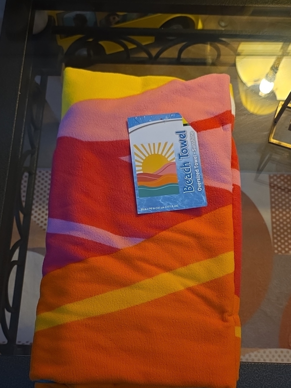 Colorful Striped Beach Towel - Vibrant Orange & Pink